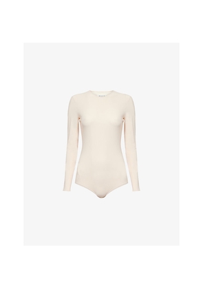Womens Maison Margiela Round-Neck Long-Sleeves Woven Bodysuit