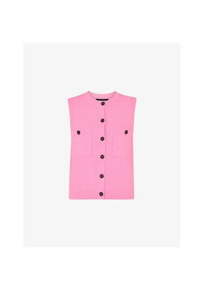 Womens Whistles Round-Neck Button-Down Textured Cotton-Blend Tank