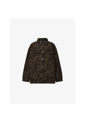 Womens Allsaints Leopard-Print Relaxed-Fit Denim Jacket