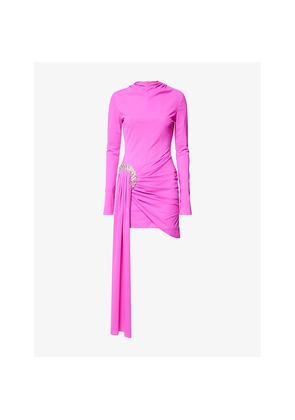 Womens David Koma Draped Spiral-Embroidery Stretch-Woven Mini Dress