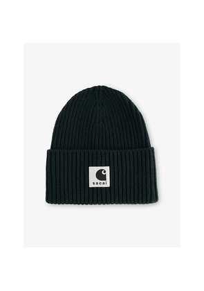 Mens Sacai X Carhartt Wip Sacai x Carhartt Logo-Patch Wool-Blend Beanie