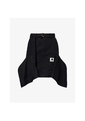 Womens Sacai x Carhartt WIP Duck Asymmetric Cotton Mini Skirt
