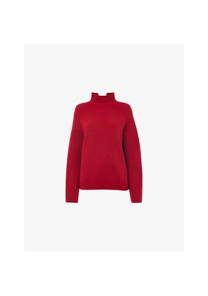 Womens Whistles Funnel-Neck Relaxed-Fit Knitted Jumper