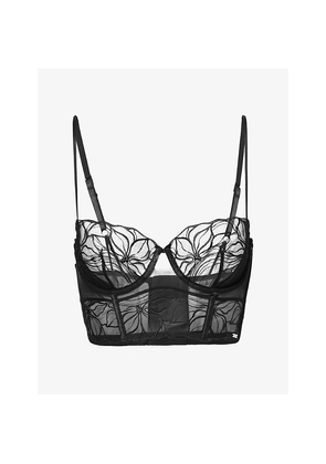 Womens Calvin Klein Floral Lace Boning Bralette