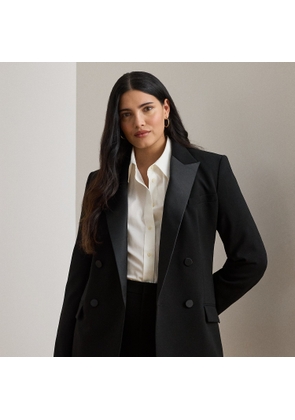 Curve - Double-Breasted Satin-Trim Crepe Blazer