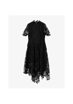 Womens Allsaints Saege Lace-Embroidered Short-Sleeve Woven Midi Dress