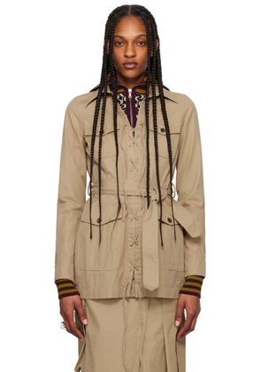 Dries Van Noten Beige Lace-Up Jacket