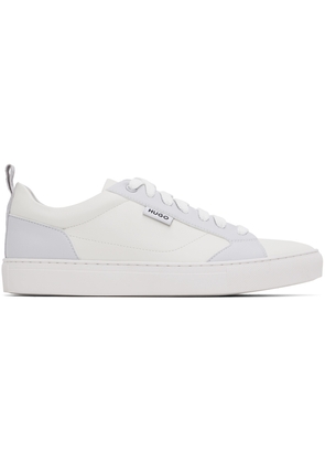 Hugo White & Gray Cupsole Faux-Leather Sneakers