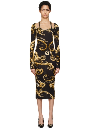 Versace Jeans Couture Black Chromo Couture Midi Dress