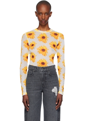 JW Anderson White & Yellow Sheer Long Sleeve T-shirt