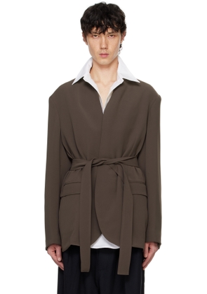 RAINMAKER KYOTO Taupe Stand Up Shawl Collar Blazer