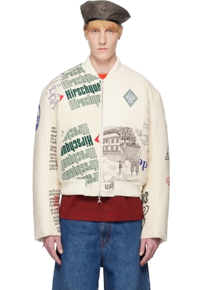 Marine Serre Beige Regenerated Tote Bags Bomber Jacket