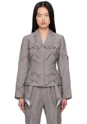 J. Kim Gray Smocked Flower Blazer
