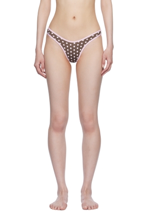 Frankies Bikinis Brown & Pink Full Moon Micro Bikini Bottom