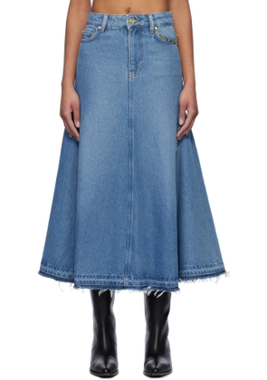 GANNI Blue Heavy Denim Midi Skirt