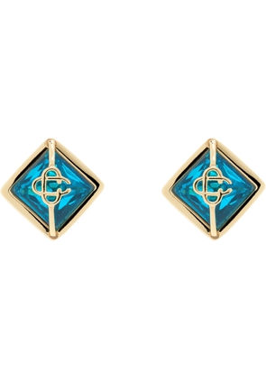 Casablanca Gold & Blue Crystal Monogram Earrings