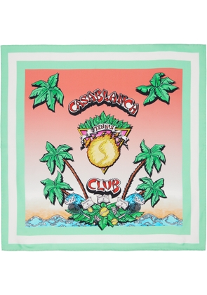 Casablanca Green & Red 'Tennis Club' Medium Silk Scarf