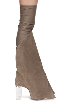 Rick Owens Gray Hollywood Taco Kiss Tall Boots