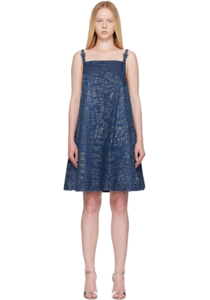 Versace Jeans Couture Blue Glitter Finish Minidress