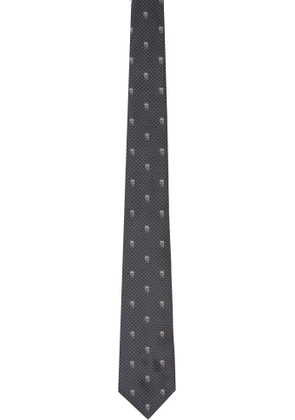 McQueen Gray Skull Polka Dot Tie