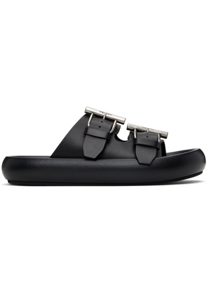 McQueen Black T-Bar Buckle Sandals