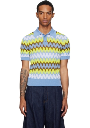 Versace Multicolor Wave Knit Polo