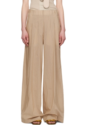 Dries Van Noten Beige Striped Trousers