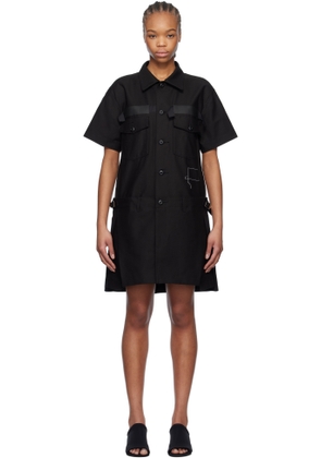 sacai Black WTAPS Edition Cotton Back Satin Minidress