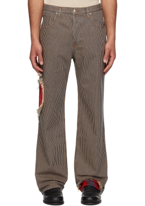 Edward Cuming Navy & Beige Jacquard Circle Window Jeans