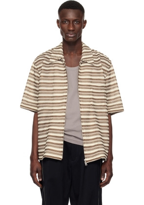 Song for the Mute Brown & Off-White Zip Up Box Shirt