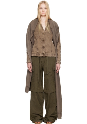 Masha Popova SSENSE Exclusive Brown Asymmetric Scarf Denim Jacket