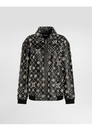 Dolce & Gabbana Vintage Leather Jacket With Embroidery - Woman Coats And Jackets Multi-colored 38