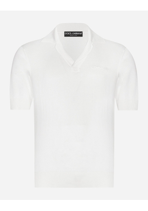 Dolce & Gabbana Silk Polo-shirt With Embroidery - Man Sweaters And Cardigans White 48