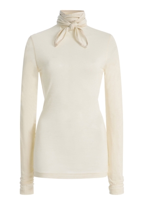 Lemaire Patch-Detailed Jersey Scarf-Neck Top - Moda Operandi