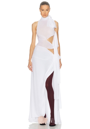 ALAÏA ALAIA Bow Asymmetric Dress in Blanc - White. Size 40 (also in ).