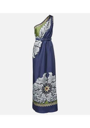 La DoubleJ Roy floral one-shoulder silk maxi dress