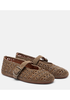 Alaia La Ballerine suede Mary Jane flats