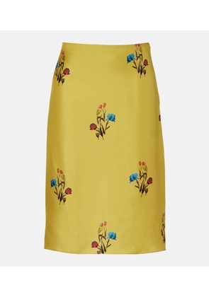 Marni Floral silk midi skirt
