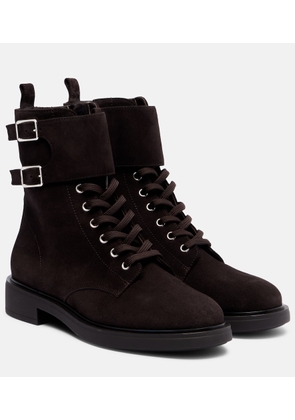 Gianvito Rossi Shearling-lined suede combat boots