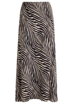 BY Malene Birger Boshan Zebra-print Matte Satin Midi Skirt - Black - 38 (UK10 / S)