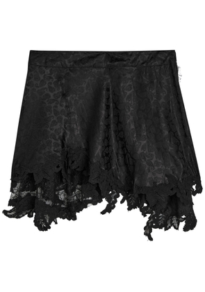 Isabel Marant Reanna Asymmetric Lace-embellished Satin Mini Skirt - Black - 40 (UK12 / M)