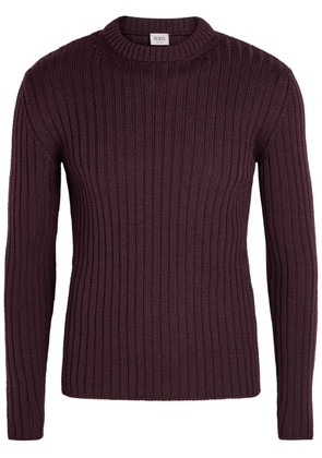 Tods Ribbed Merino Wool Jumper - Red - S