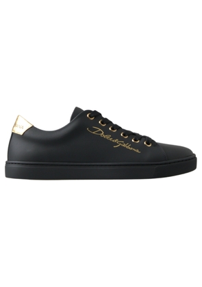 Dolce & Gabbana Black Gold Leather Classic Sneakers Shoes - EU35.5/US5
