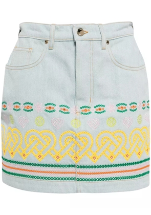 Casablanca embroidered cotton mini skirt - Blue