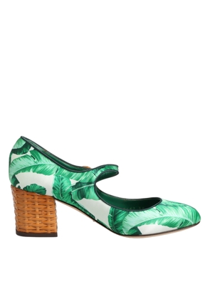 Dolce & Gabbana Green Silk MARY JANES Leaf Sandals Shoes - EU36/US5.5