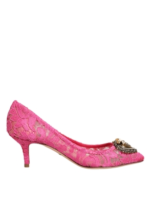 Dolce & Gabbana Pink Taormina Lace DEVOTION Pumps Shoes - EU35.5/US5
