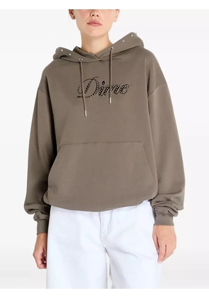 dime Cursive studded hoodie - Brown