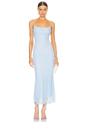 Bardot Adoni Mesh Midi Dress in Baby Blue. Size 10. Also in 12, 2, 4, 6, 8.