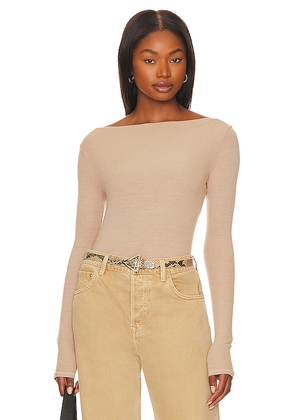 Enza Costa Silk Knit Boat Neck in Beige. Size M. Also in S.