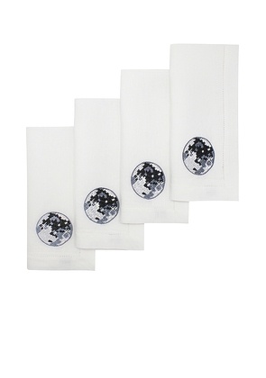 Chefanie Disco Ball Dinner Napkins Set Of 4 in White.